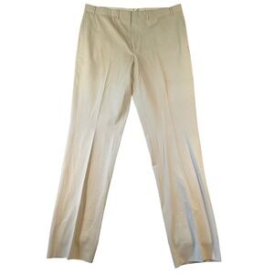 LL Bean Mens 42 Khaki Chino Pants UNHEMMED Beige Straight Leg Flat Front